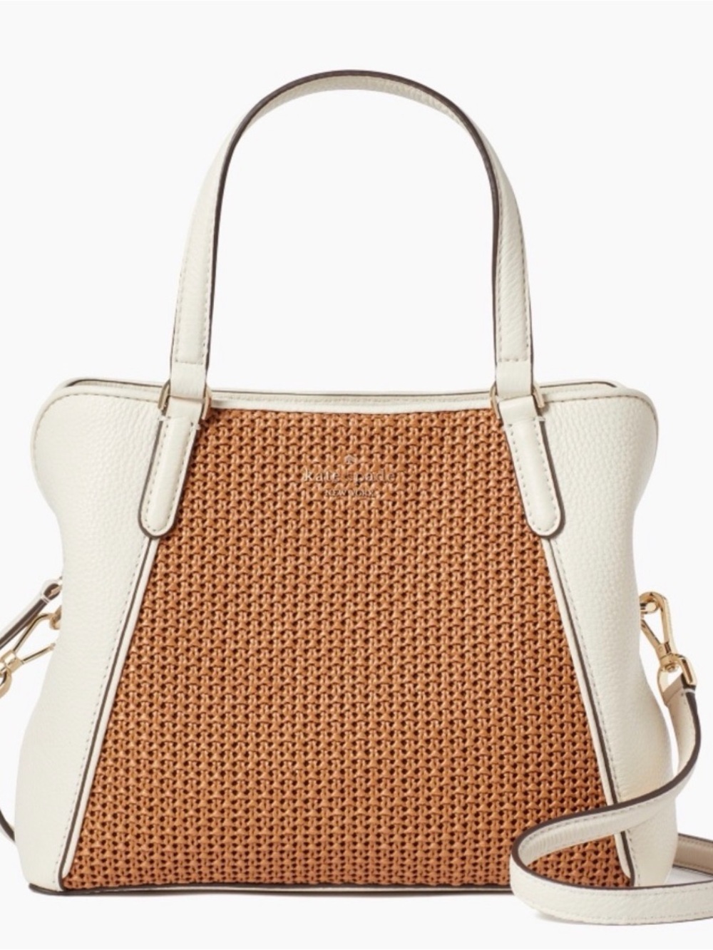 kate spade Cream and Tan Woven Straw Crossbody Tote